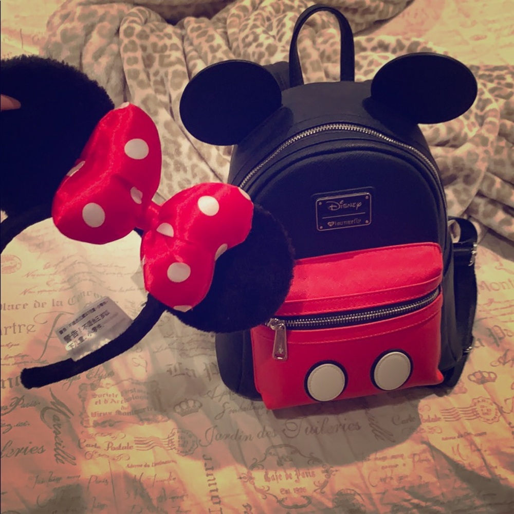 Mickey Mouse backpack and mini mouse ears